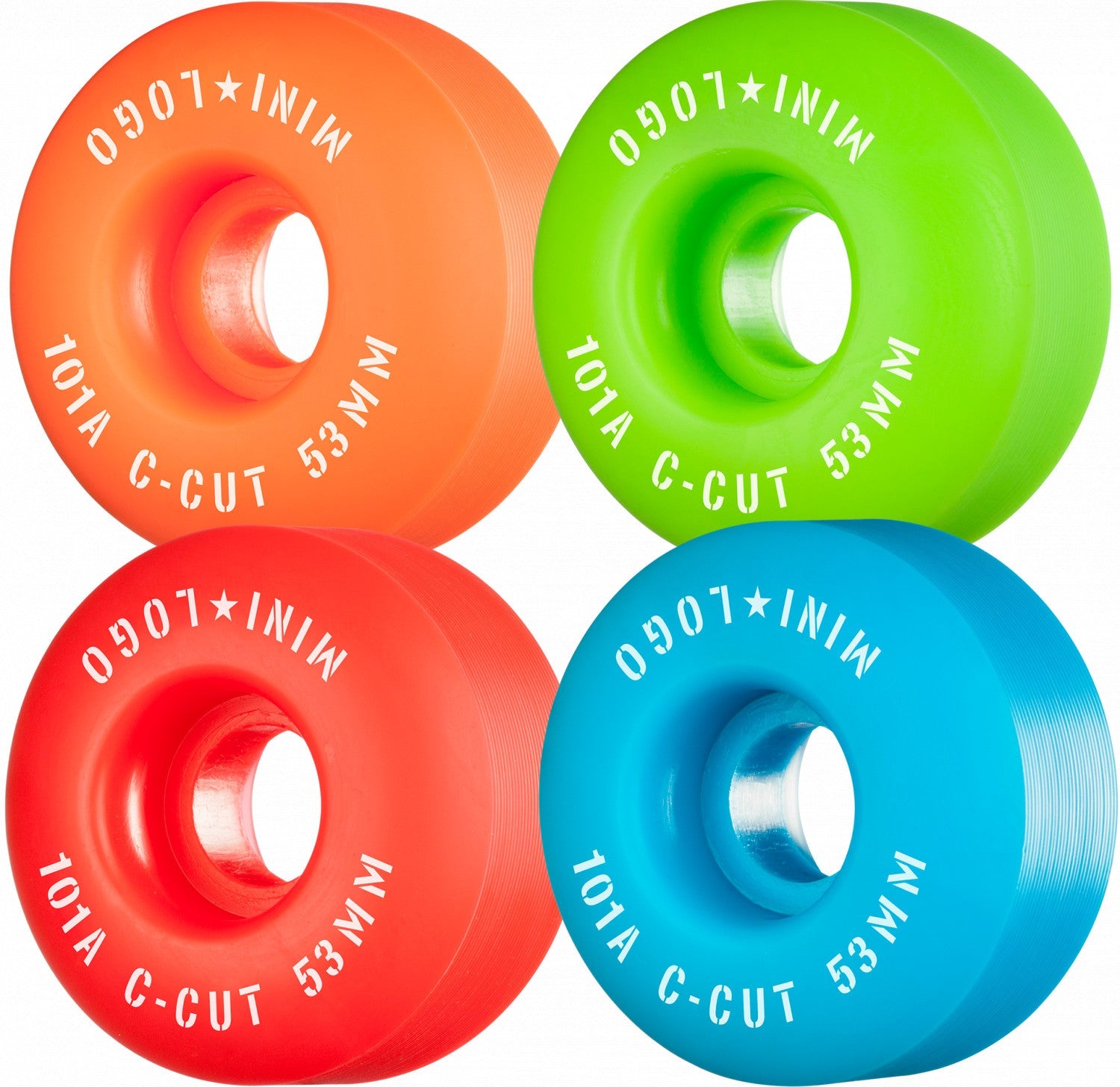 Mini Logo Wheels C-Cut "2" 53mm 101a - Assorted (Set of 4)
