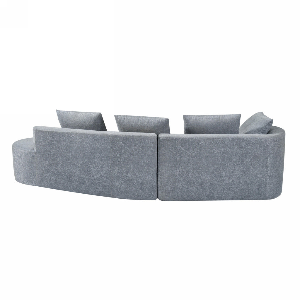 116' Modern Curved Sectional Sofa with High-Density Fully Compressed Sponge and Chaise Lounge, Pearl Upholstery, 2-Piece Set, Fully Assembled Right Hand Facing, Perfect for Living Room, Lounge