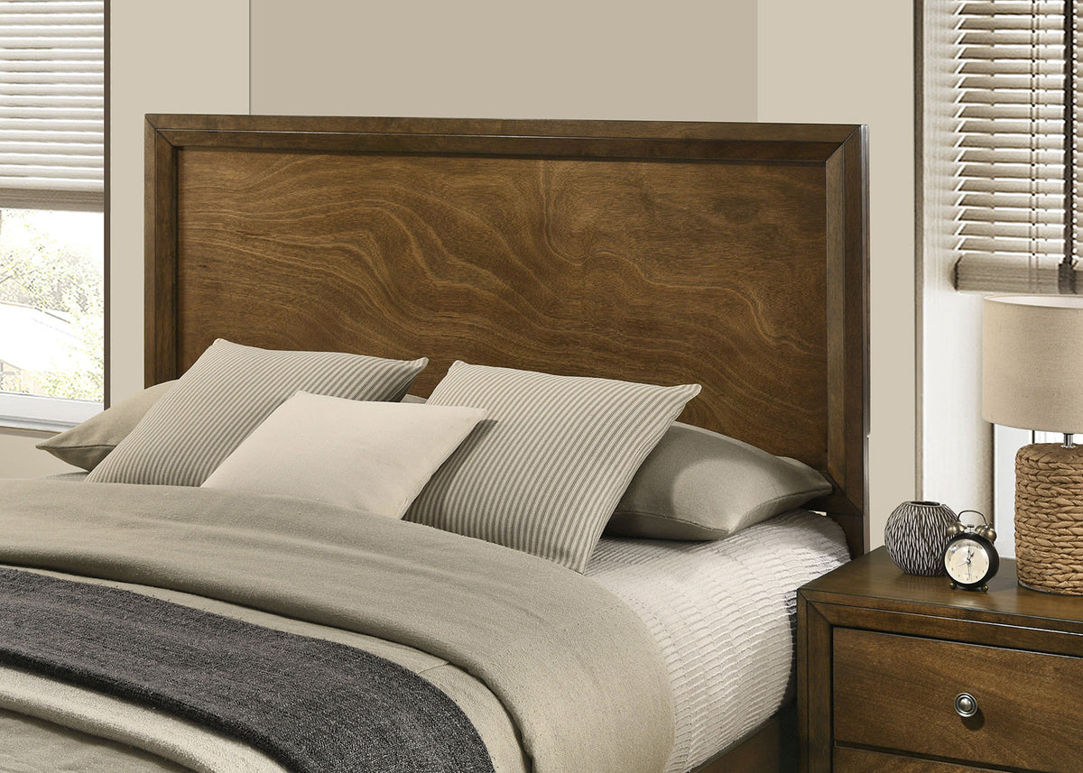Walnut Color Transitional Style Twin Size Bed 2x Nightstands 3pc Set Bedroom Furniture Metal Knobs