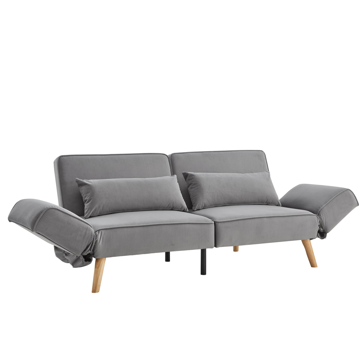 72.8'' Futon Sofa Bed, Sleeper Sofa, Small Couch with Adjustable Armrests, Adjustable Recliner Sleeper Sofa Bed for Living Room, Bedroom, Apartment, Gray