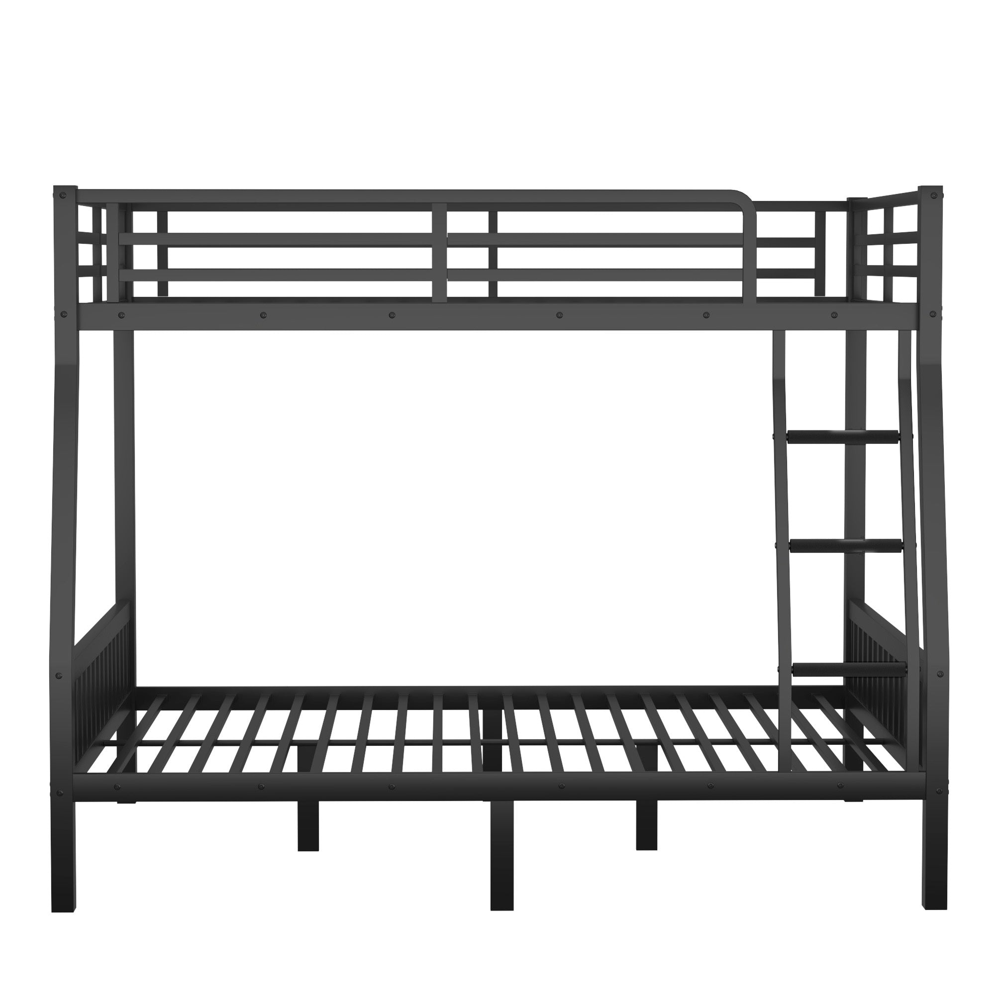 Full XL Over Queen Metal Bunk Bed with Ladder and Slats Support for Adults Teens, Black(Old SKU W2580S00002)