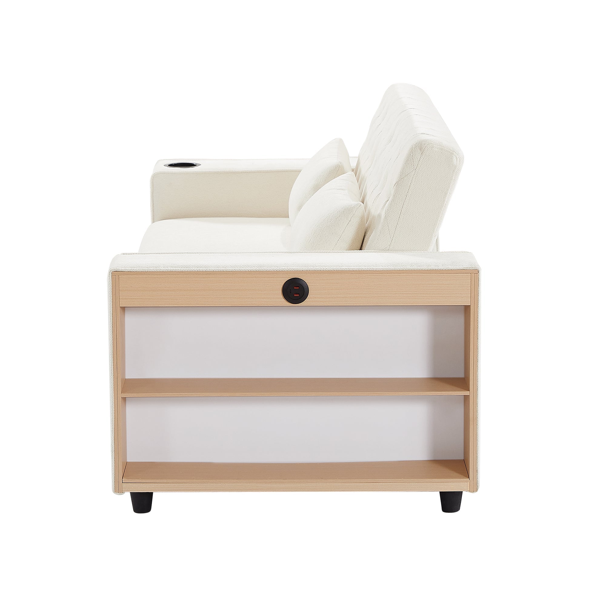 61.4' Pull-out Sofa Bed Convertible Couch Loveseat Sofa Modern Sleeper Sofa with Adjustable Backrest for Living Room, Beige