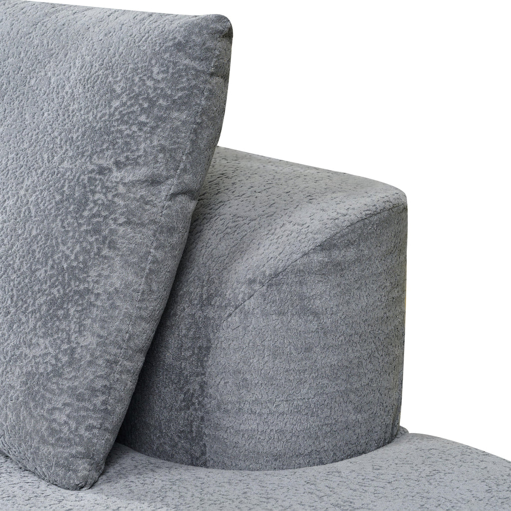 116' Modern Curved Sectional Sofa with High-Density Fully Compressed Sponge and Chaise Lounge, Pearl Upholstery, 2-Piece Set, Fully Assembled Right Hand Facing, Perfect for Living Room, Lounge