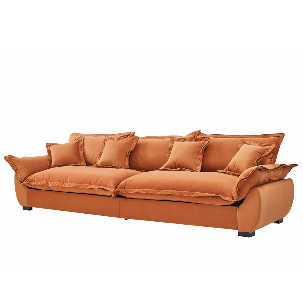 Modular Sectional Sofa, Sailing Design Sofa with Storage, Removable Backrest, Modern Deep Seat Sofa with Throw Pillows for Living Room Bedroom Apartment,Orange