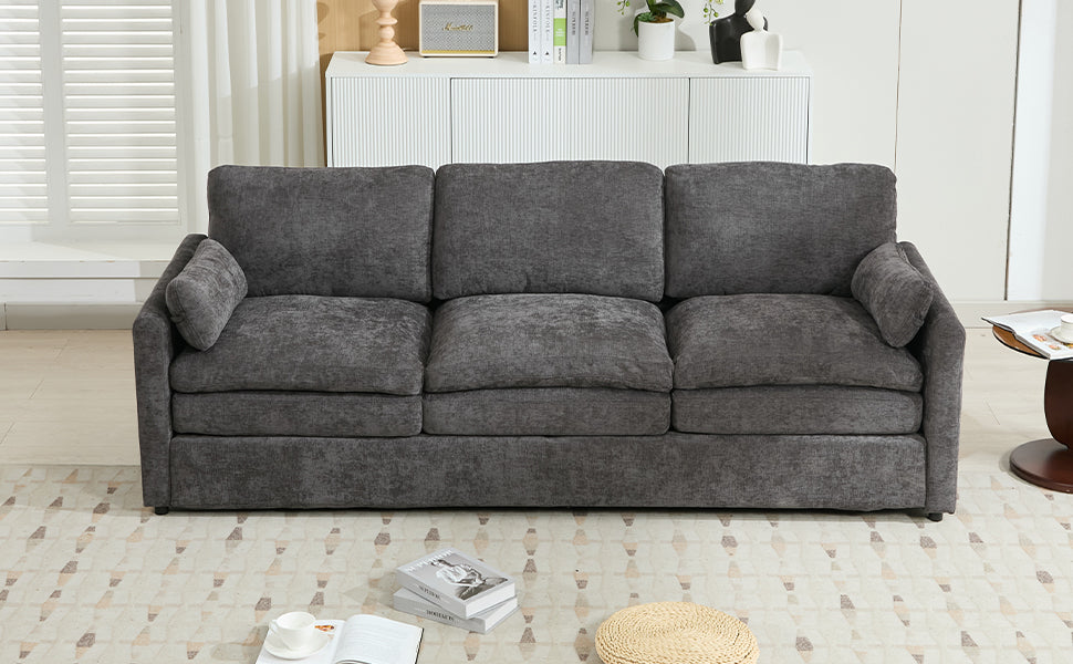 89'  Cozy Upholstered 3-seater Sofa Oversized Comfy Cloud Sofa Double Cushion 3-seater Sofa Plush Cushion Sofa Couch for Living Room, Grey