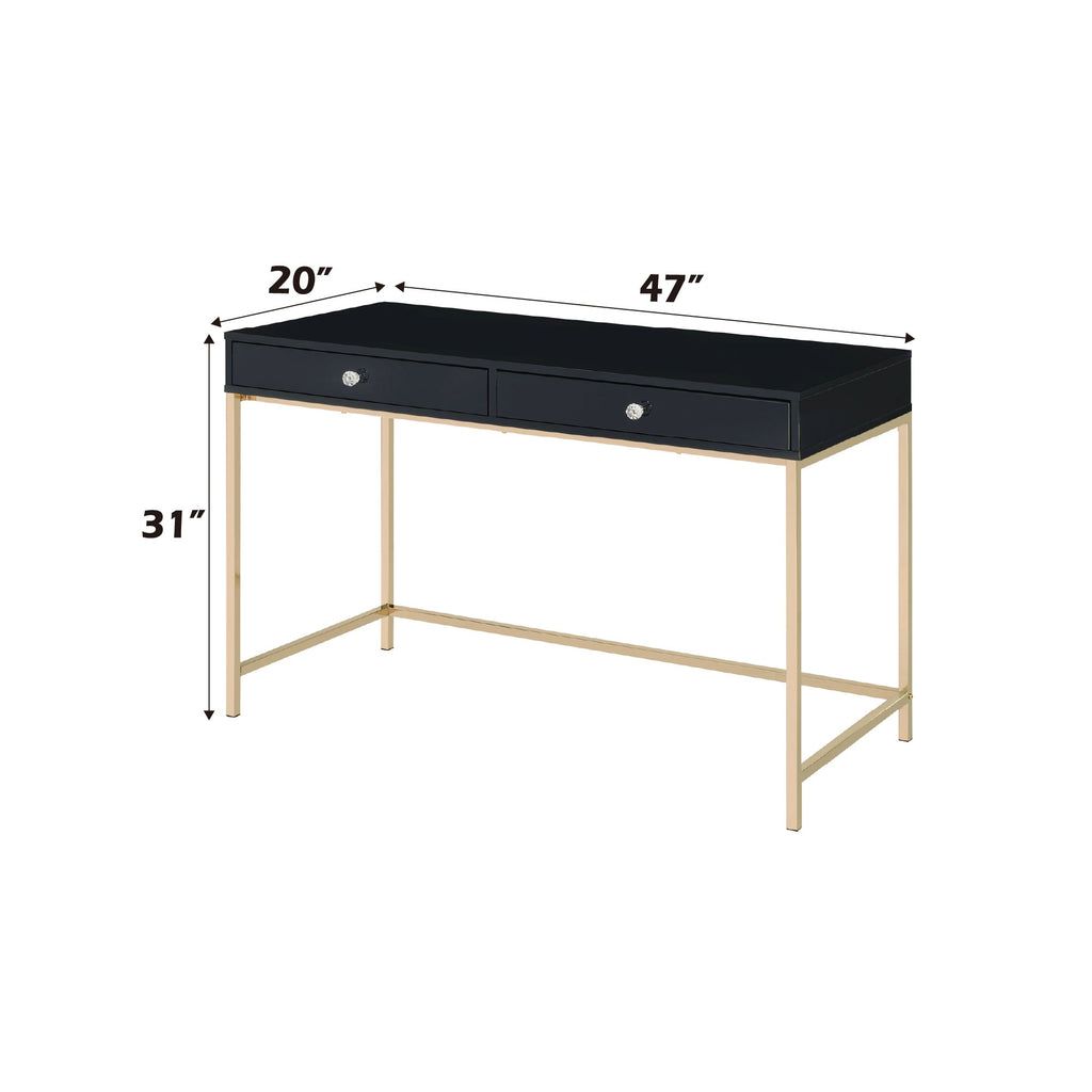 Ottey Black High Gloss & Gold Finish Writing Desk
