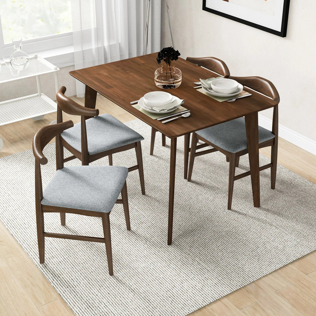 Mary Modern Style Solid Wood Rectangular Dining Kitchen Table Brown Finish Beveled Edges