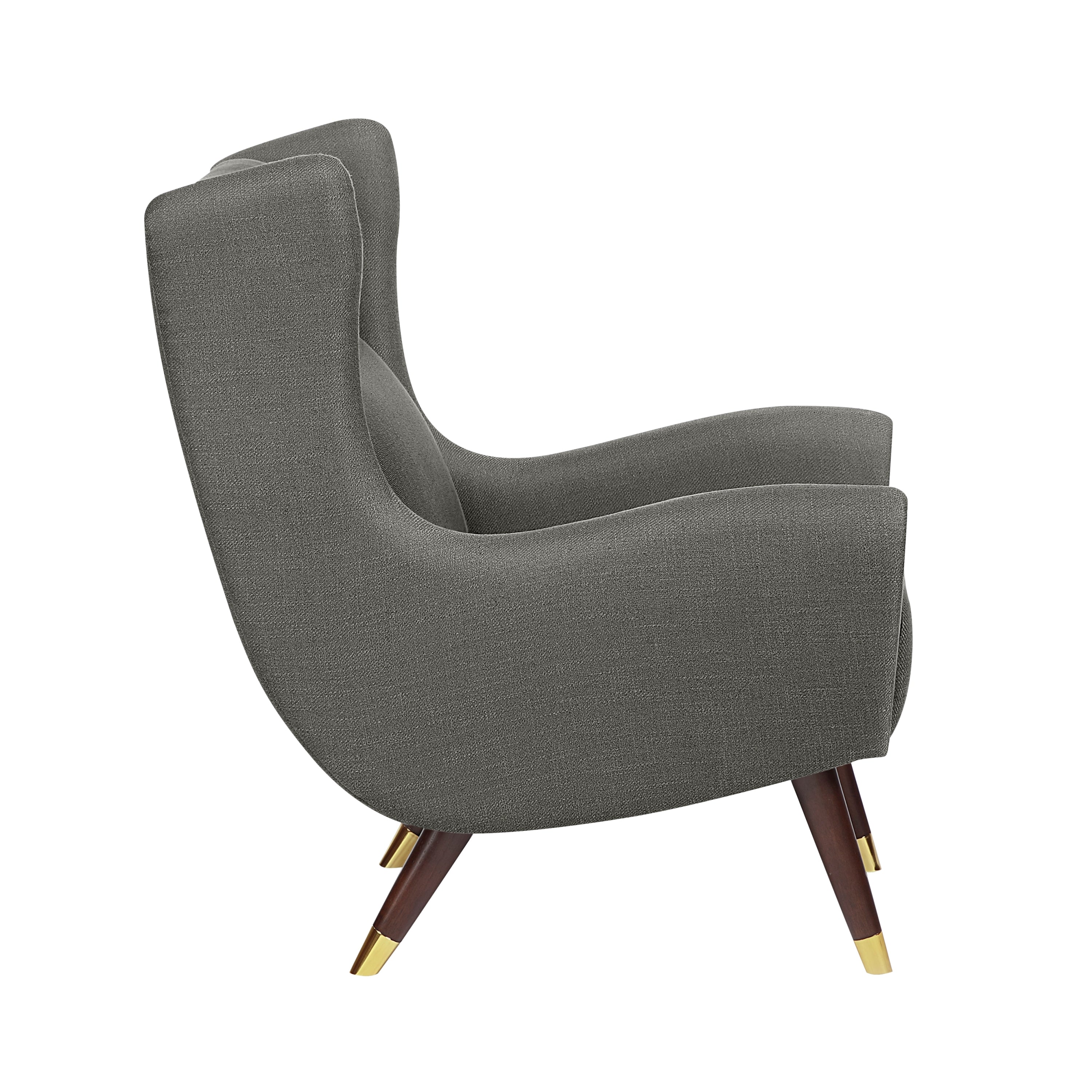 Modern Wingback Upholstered Dark Gray Accent Chair 1pc Solid Wood Sleek Design Luxury Furniture
