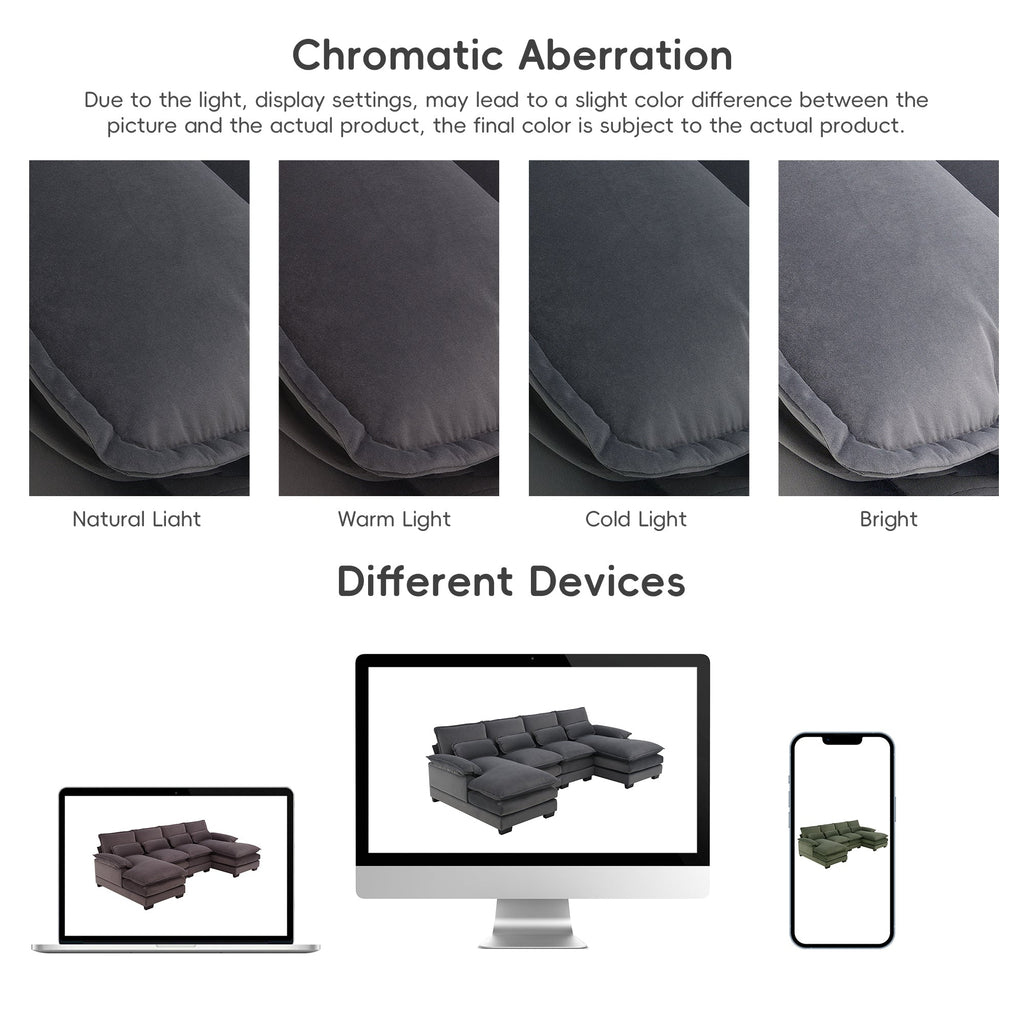 109.8*55.9' Modern U-shaped Sectional Sofa with Waist Pillows,6-seat Upholstered Symmetrical Sofa Furniture,Sleeper Sofa Couch with Chaise Lounge for Living Room,Apartment,5 Color