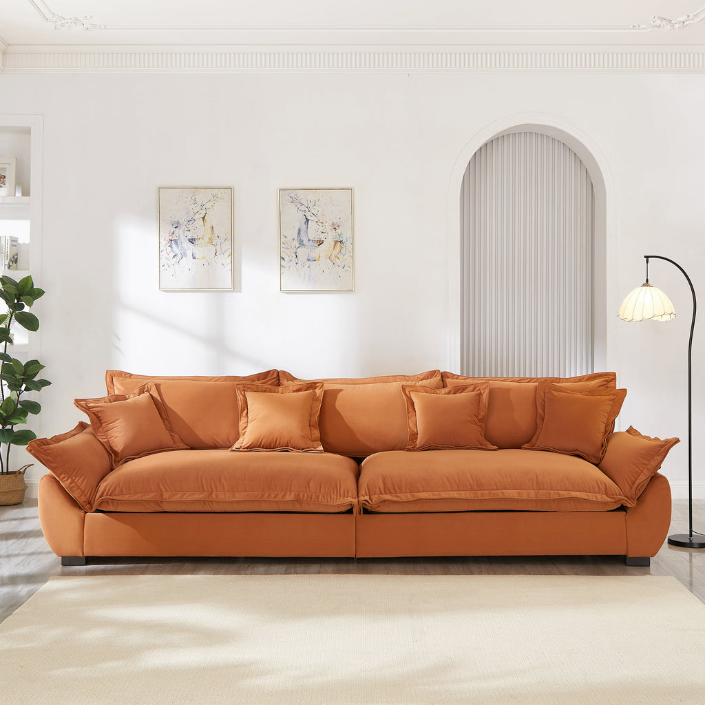 Modular Sectional Sofa, Sailing Design Sofa with Storage, Removable Backrest, Modern Deep Seat Sofa with Throw Pillows for Living Room Bedroom Apartment,Orange