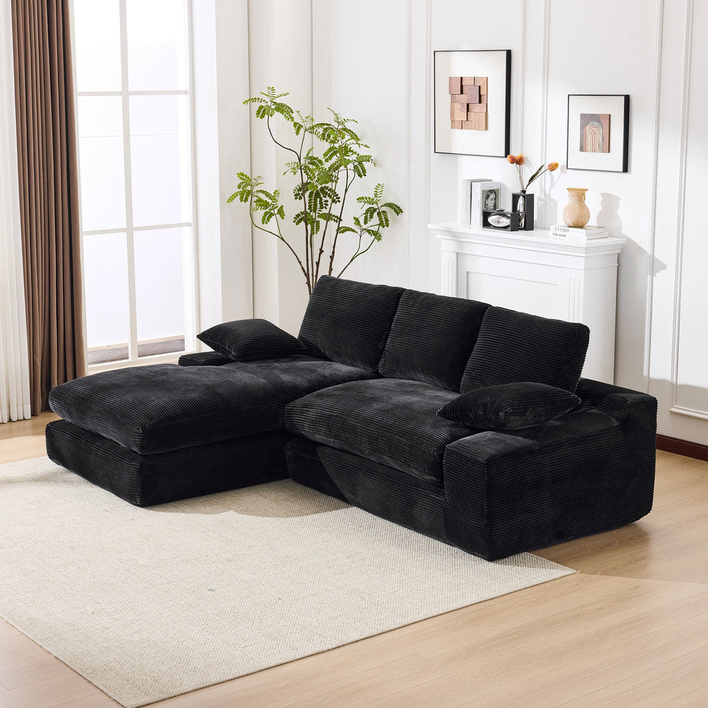 99*69' Modular Sectional Living Room Sofa Set, Modern Minimalist Style Couch, Upholstered Sleeper Sofa for Living Room, Bedroom, 2 PC Free Combination, Installation-free Sofa, L-Shape, Black