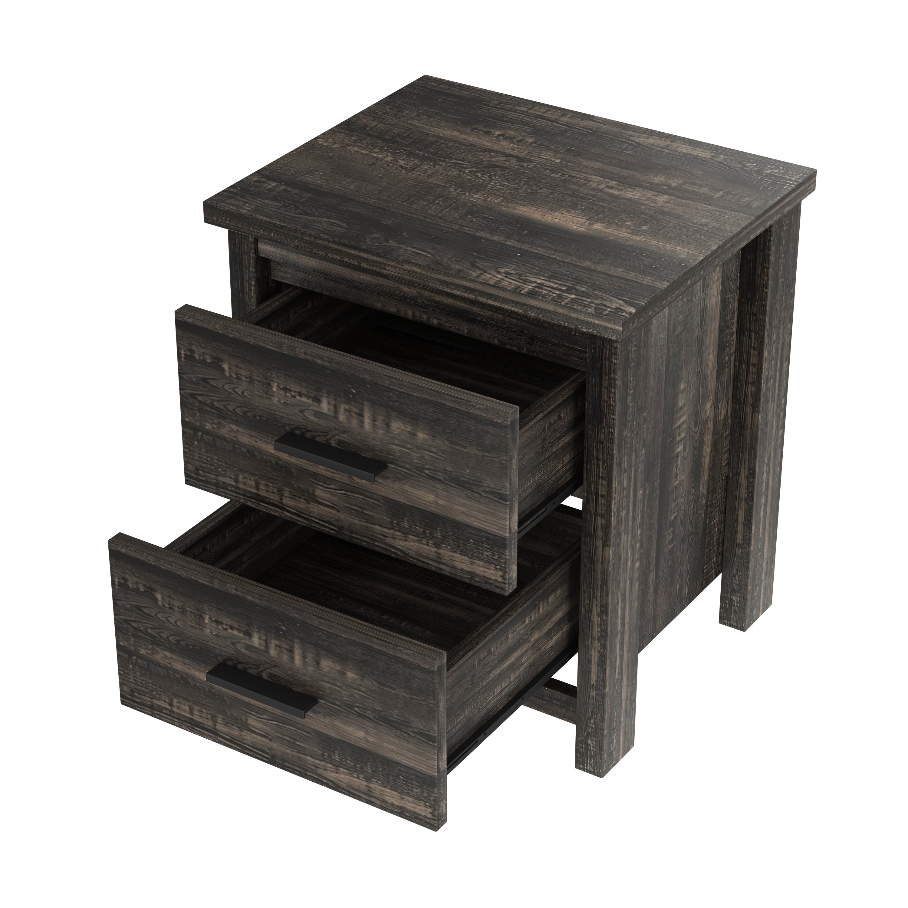 4PCS Bedroom Sets, Wooden Queen Size Bed Frame with Storage Headboard and Charging Station, 2 Nightstands with 2 Drawers, 1 Dresser with 5 Drawers, Antique Gray