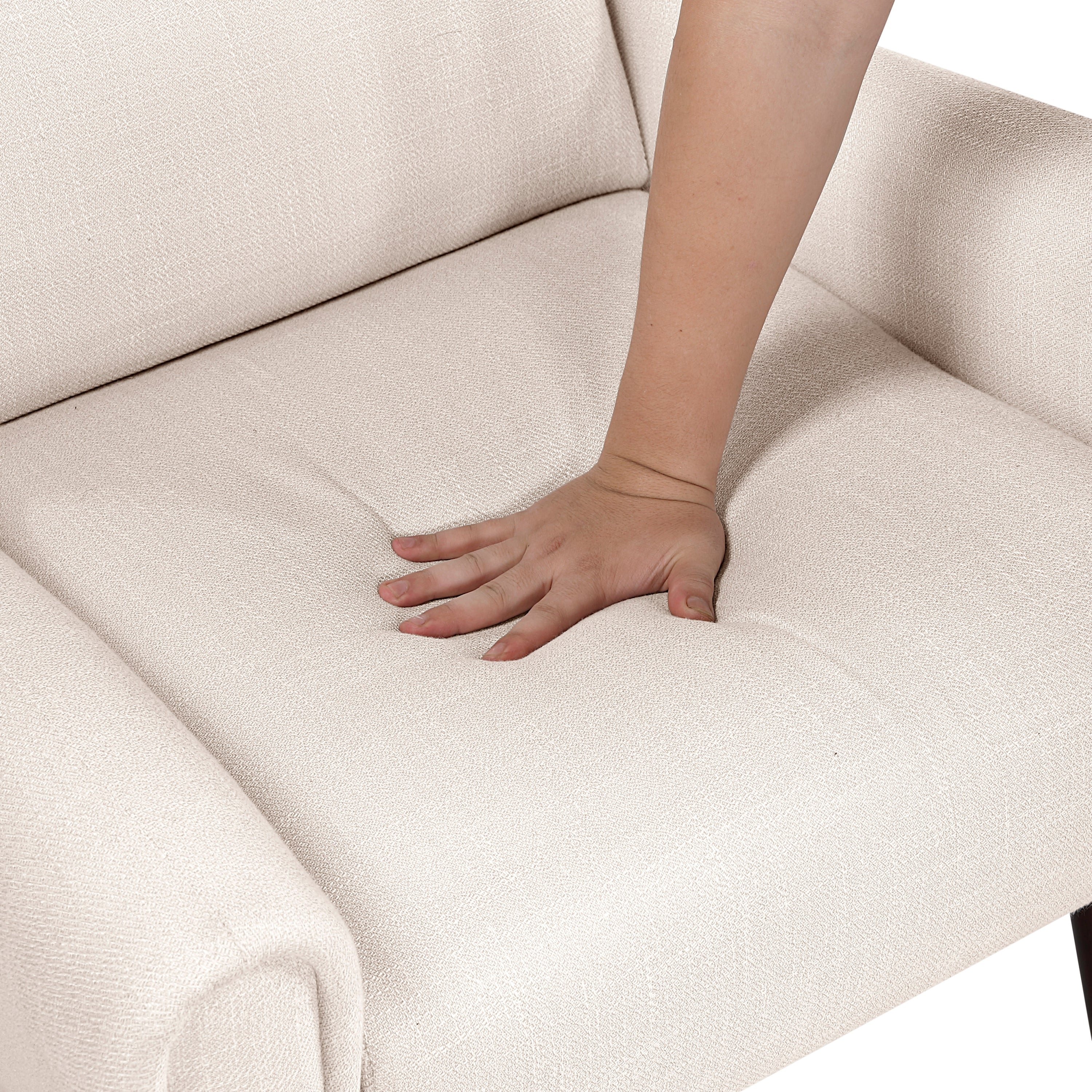 Modern Wingback Upholstered Beige Accent Chair 1pc Solid Wood Sleek Design Luxury Furniture