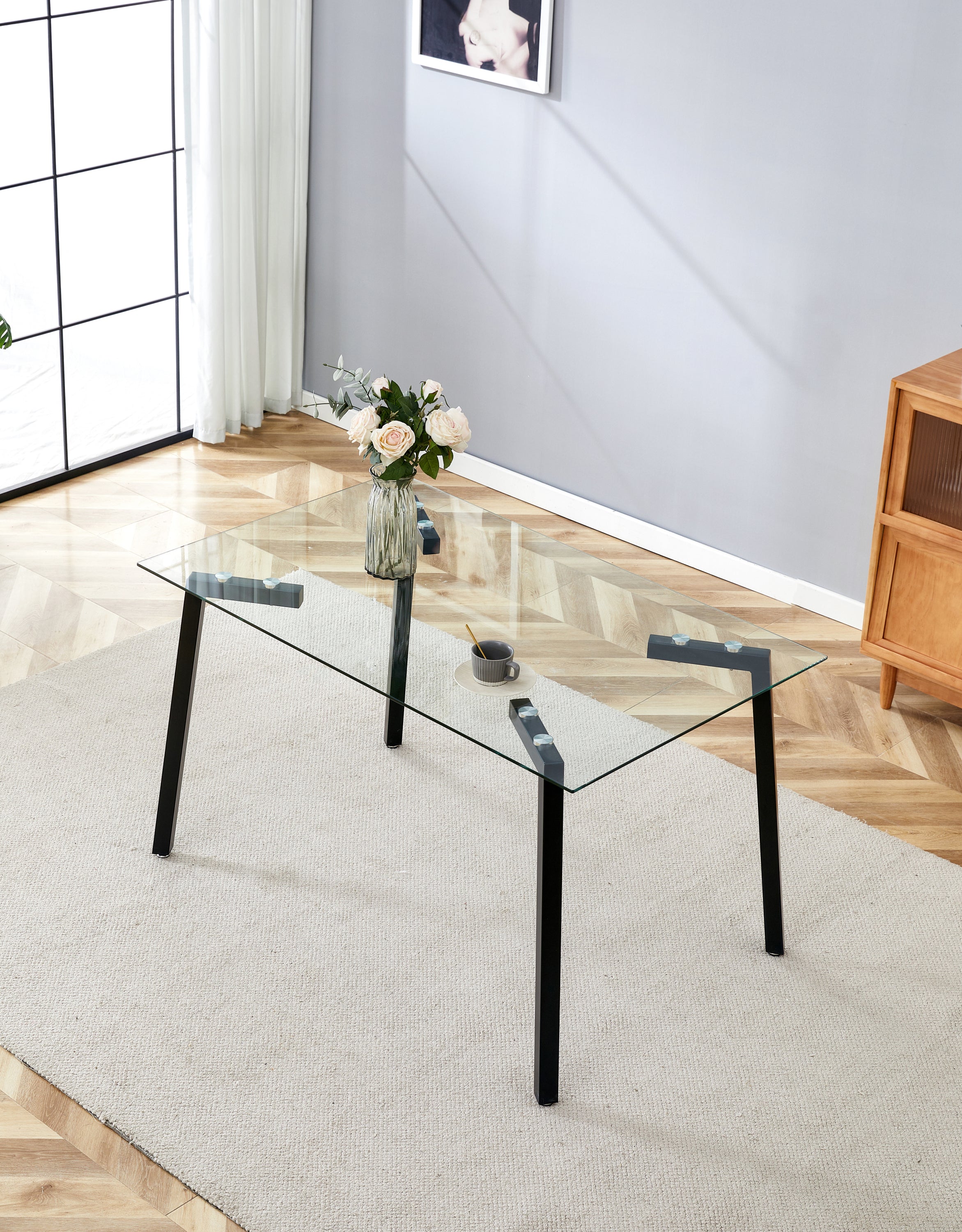 Glass Dining Table  Transparent, 130*80* 8MM