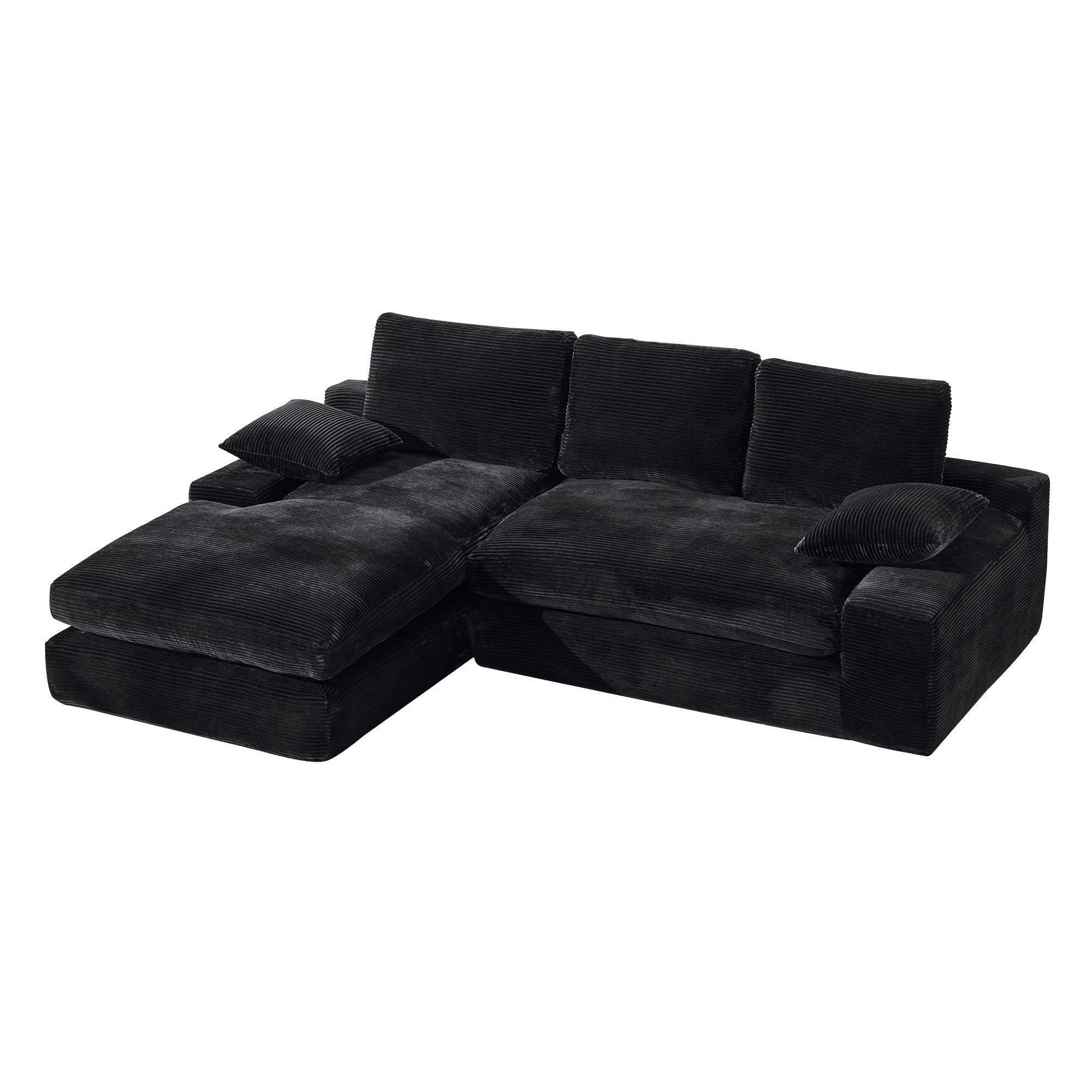 99*69' Modular Sectional Living Room Sofa Set, Modern Minimalist Style Couch, Upholstered Sleeper Sofa for Living Room, Bedroom, 2 PC Free Combination, Installation-free Sofa, L-Shape, Black