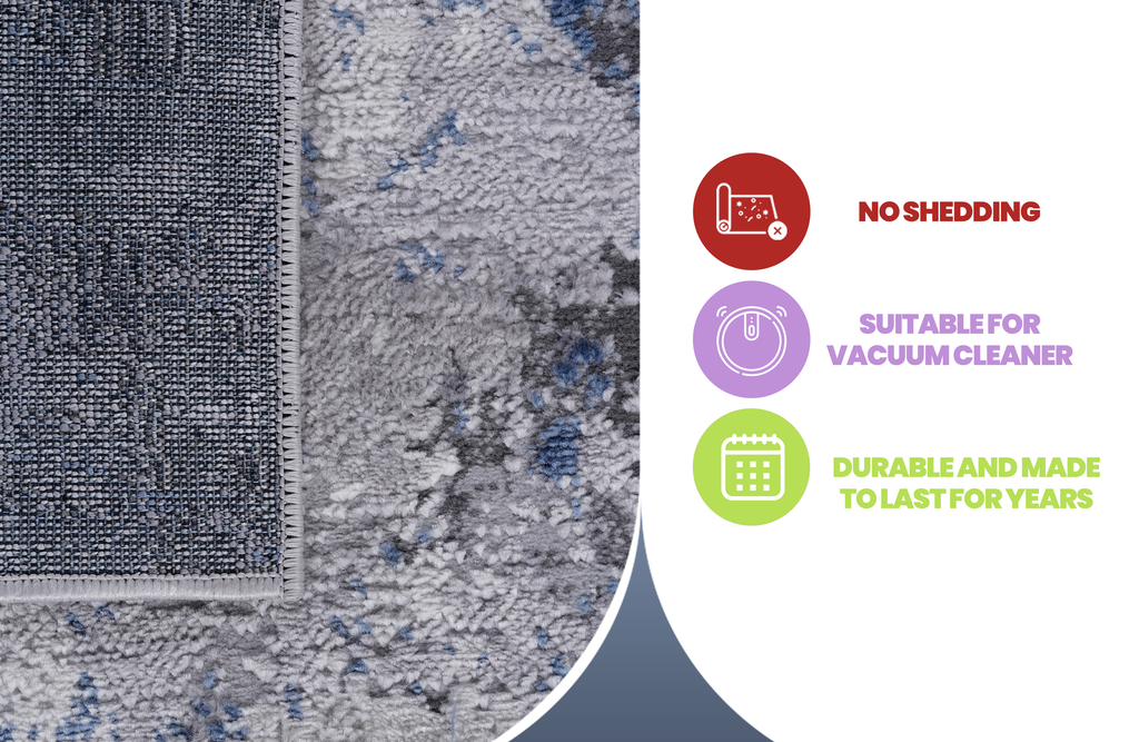 NAAR MARFI Collection 2X3 Silver / Blue / Abstract Doormat Rug