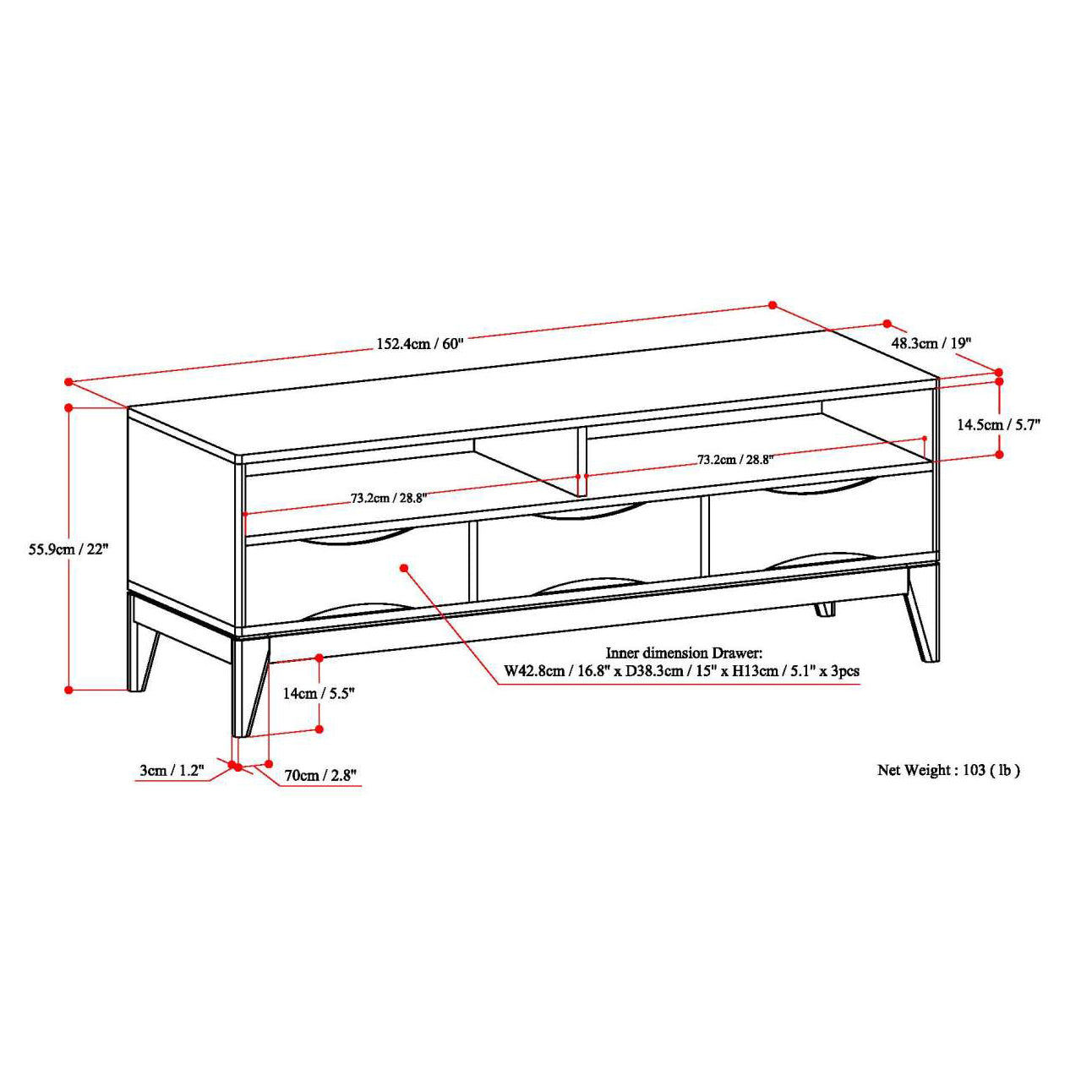 Harper - TV Media Stand - Walnut Brown