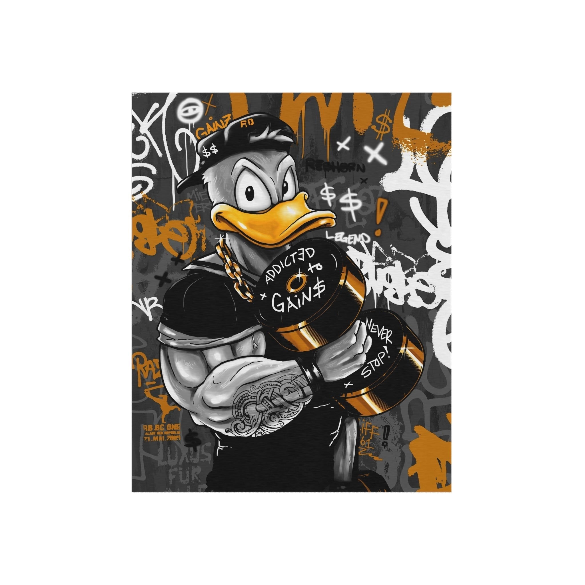 Addicted To Gainz w/ Donald Duck Black & Yellow Rug