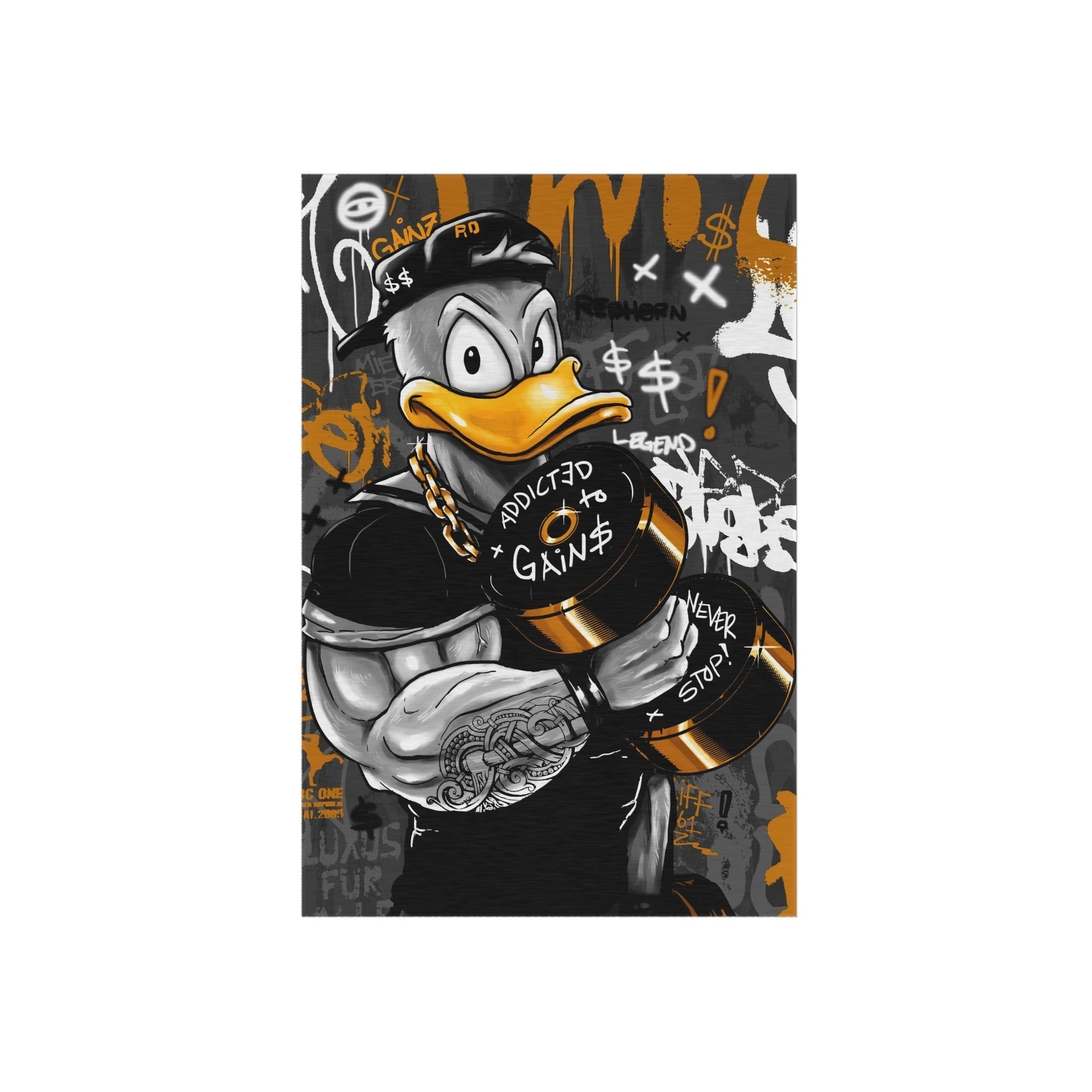 Addicted To Gainz w/ Donald Duck Black & Yellow Rug
