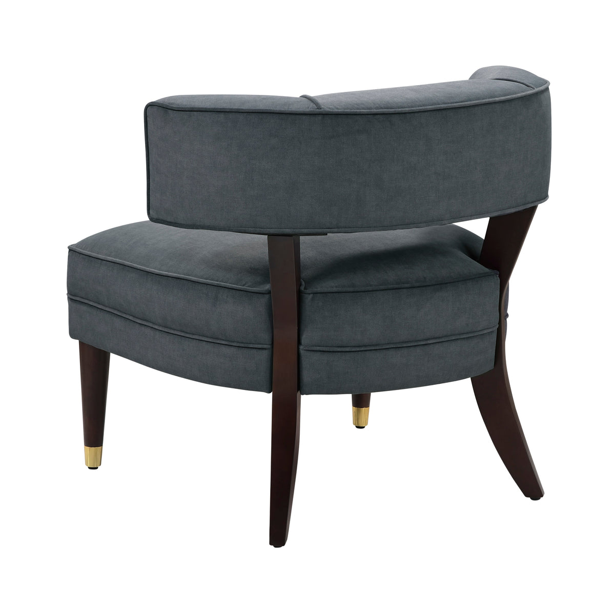 Elegant Style Accent Chair Dark Gray Velvet Upholstery Barrel-Back Solid Wood Luxury Living Room Furniture 1pc