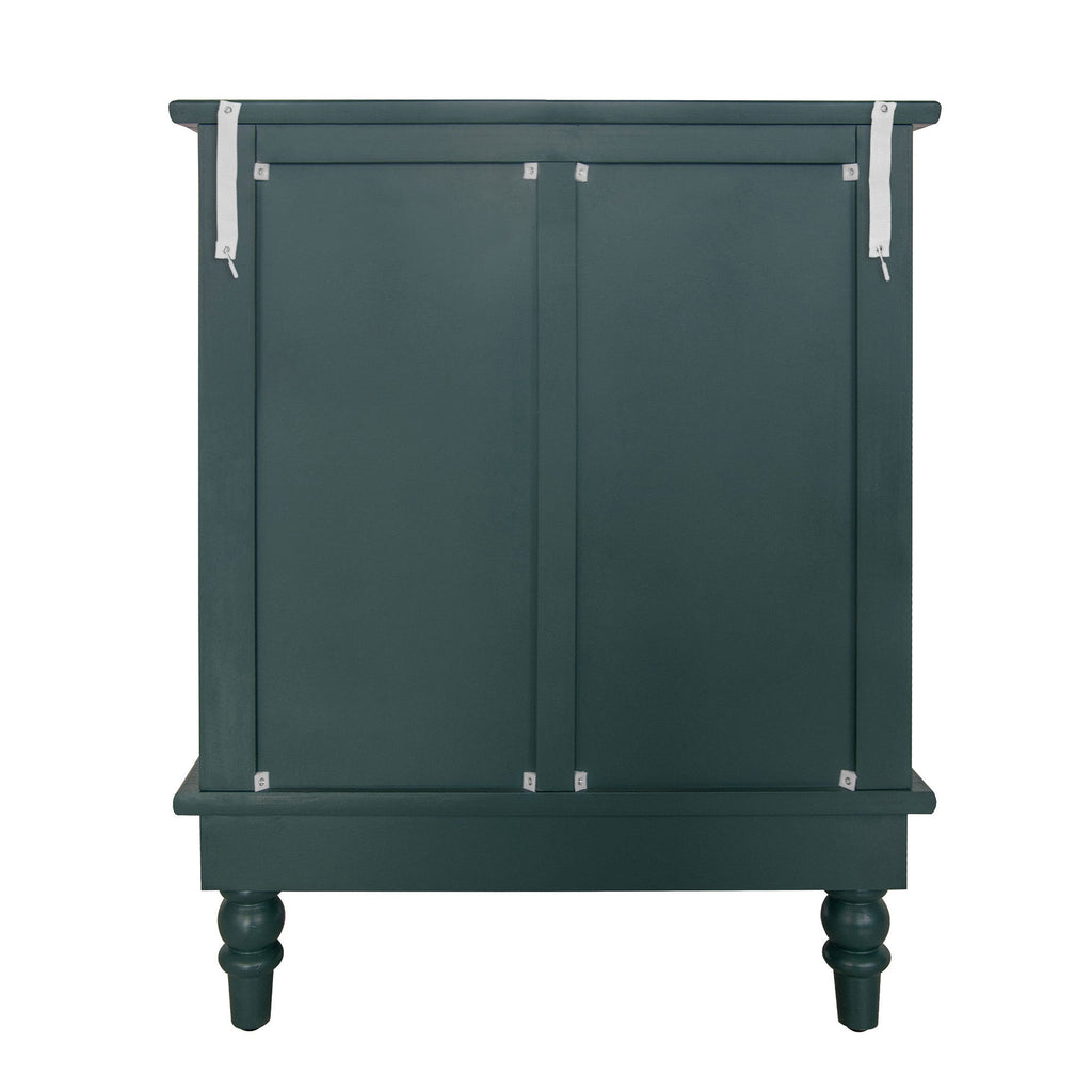 Blackish Green Hollow-Carved 3-Drawer Dresser with Metal Handles, MDF Storage Chest for Living Room or Bedroom