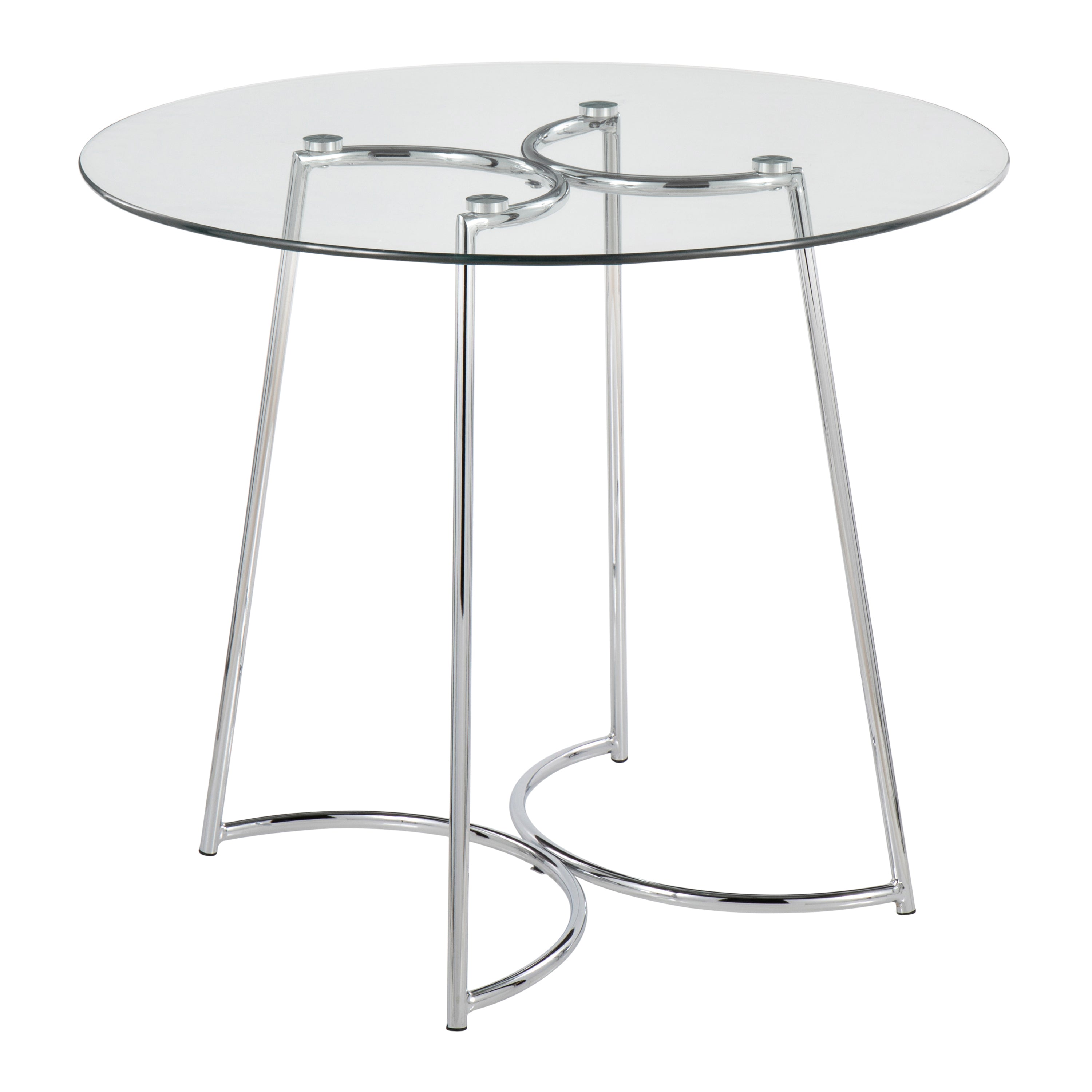 Cece Contemporary Dinette Table in Chrome with Clear Glass Top by LumiSource