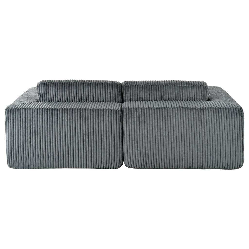 U_Style Corduroy Double Sofa Bed with 2 Pillows, Perfect for Living Rooms, Apartments, Offices