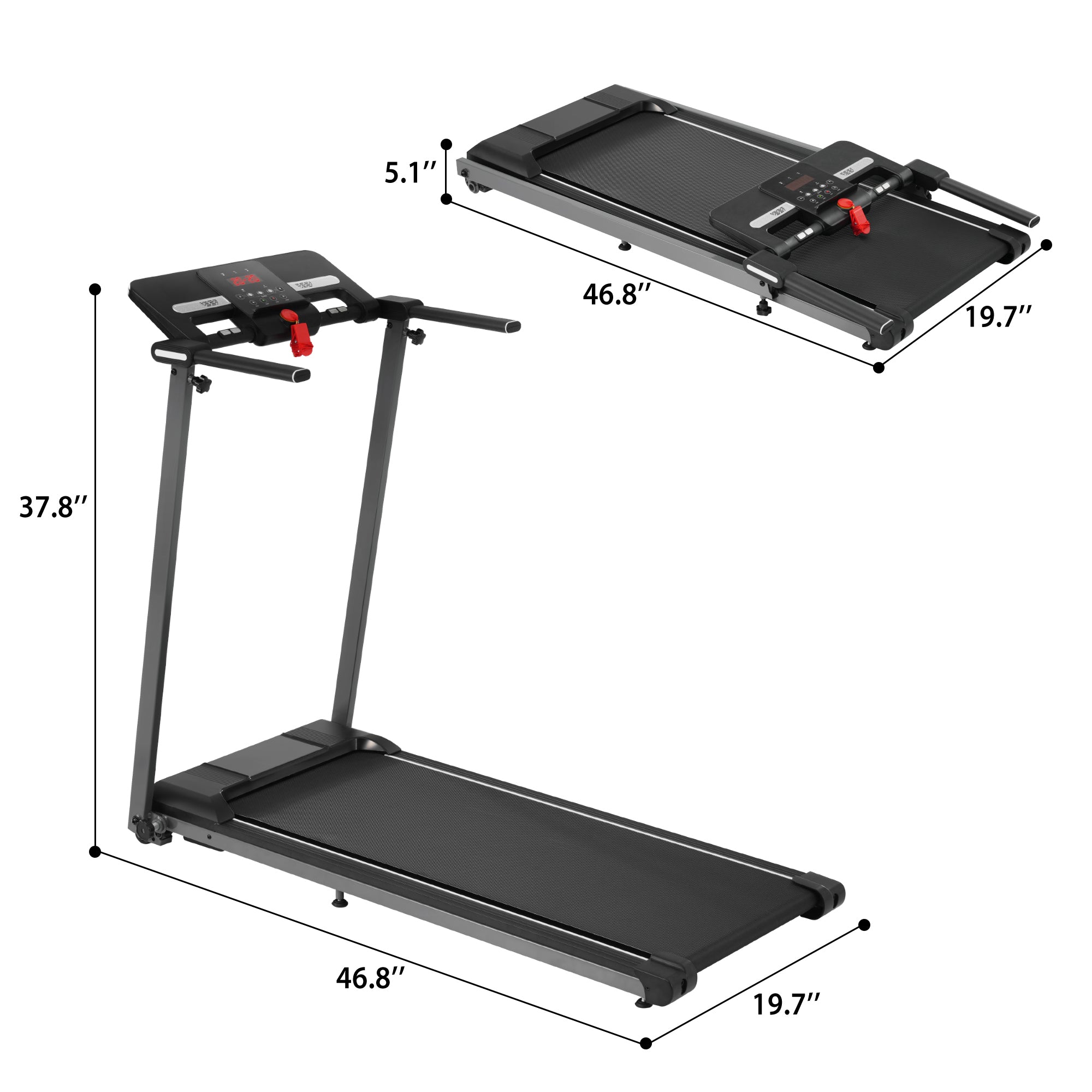 NEW Folding Treadmills Walking Pad Treadmill for Home Office -2.5HP Walking Treadmill With Incline 0.5-7.5MPH 265LBS Capacity Treadmill for Walking Running