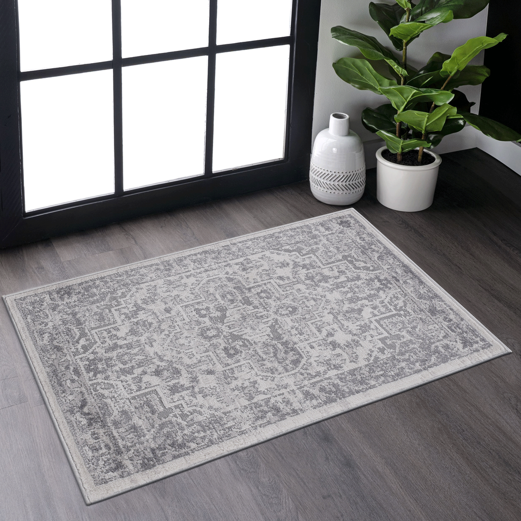 NAAR MARFI Collection 2X3 Silver / Oriental Doormat Rug