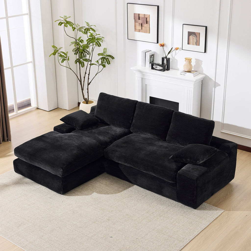 99*69' Modular Sectional Living Room Sofa Set, Modern Minimalist Style Couch, Upholstered Sleeper Sofa for Living Room, Bedroom, 2 PC Free Combination, Installation-free Sofa, L-Shape, Black