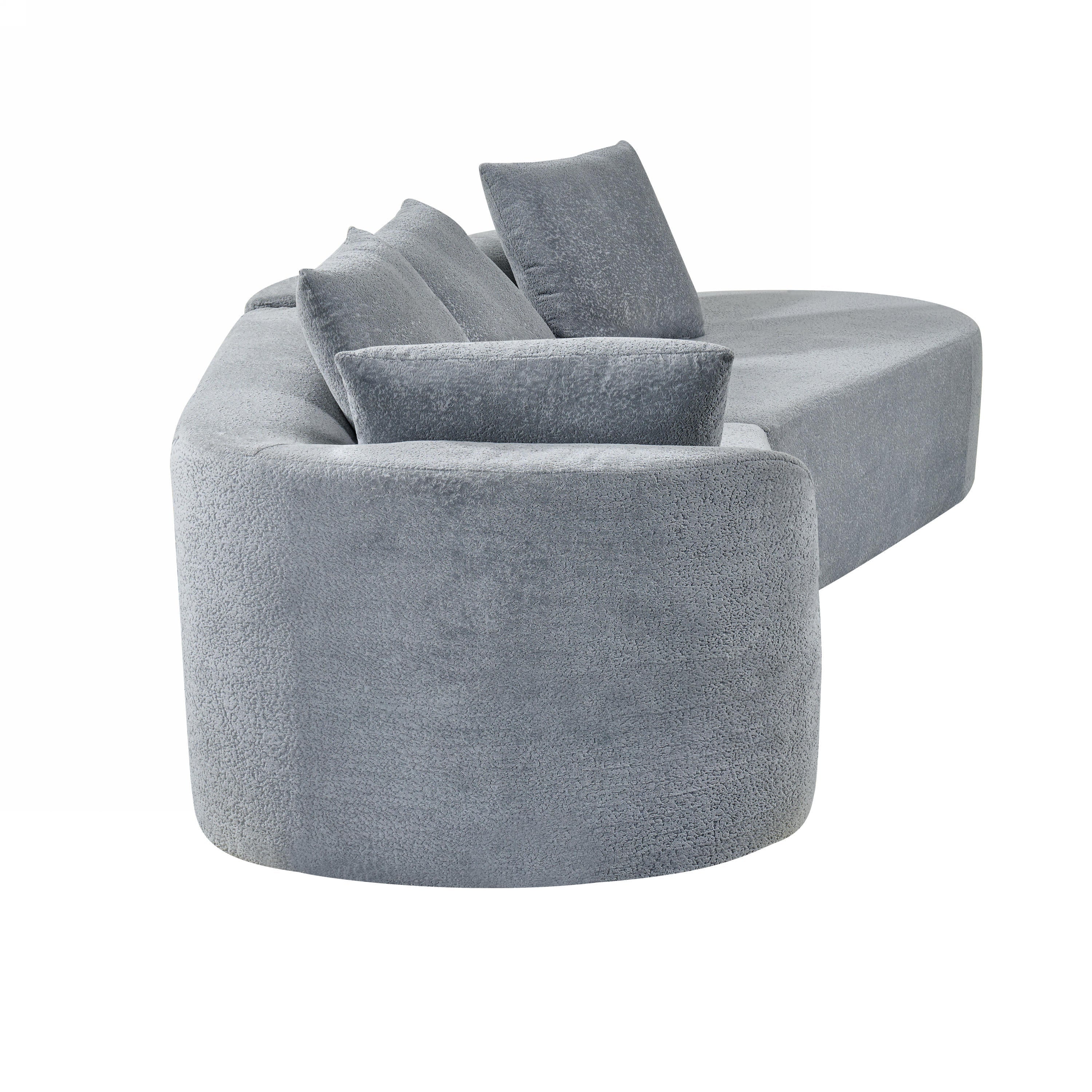 116' Modern Curved Sectional Sofa with High-Density Fully Compressed Sponge and Chaise Lounge, Pearl Upholstery, 2-Piece Set, Fully Assembled Right Hand Facing, Perfect for Living Room, Lounge