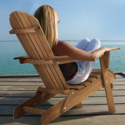 LuneluX_Home – Wooden Folding Adirondack Chair Set (2 pcs, Light