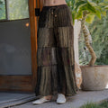 Young Threads Retro Revival Long Flared Patchwork Pants