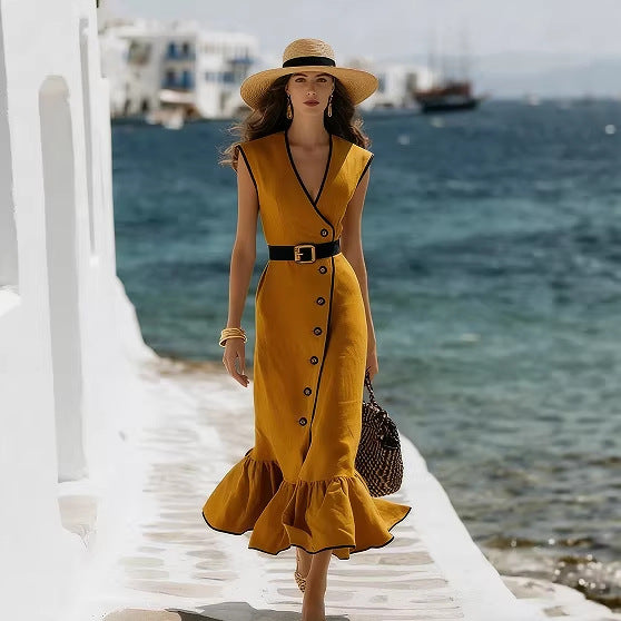V-Neck Sleeveless High-Waist Maxi Dress – 5 Colors, S–2XL