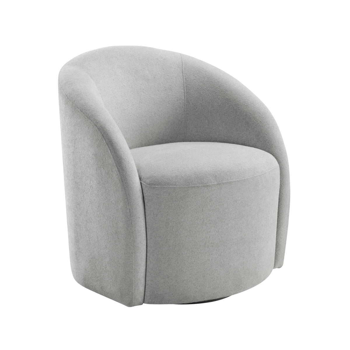 Light Gray Boucle Swivel Barrel Chair 1pc Solid Wood Durable Contemporary Living Room Furniture Luxurious Accent Seating