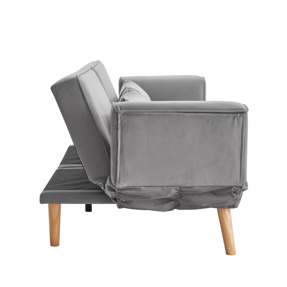 72.8'' Futon Sofa Bed, Sleeper Sofa, Small Couch with Adjustable Armrests, Adjustable Recliner Sleeper Sofa Bed for Living Room, Bedroom, Apartment, Gray