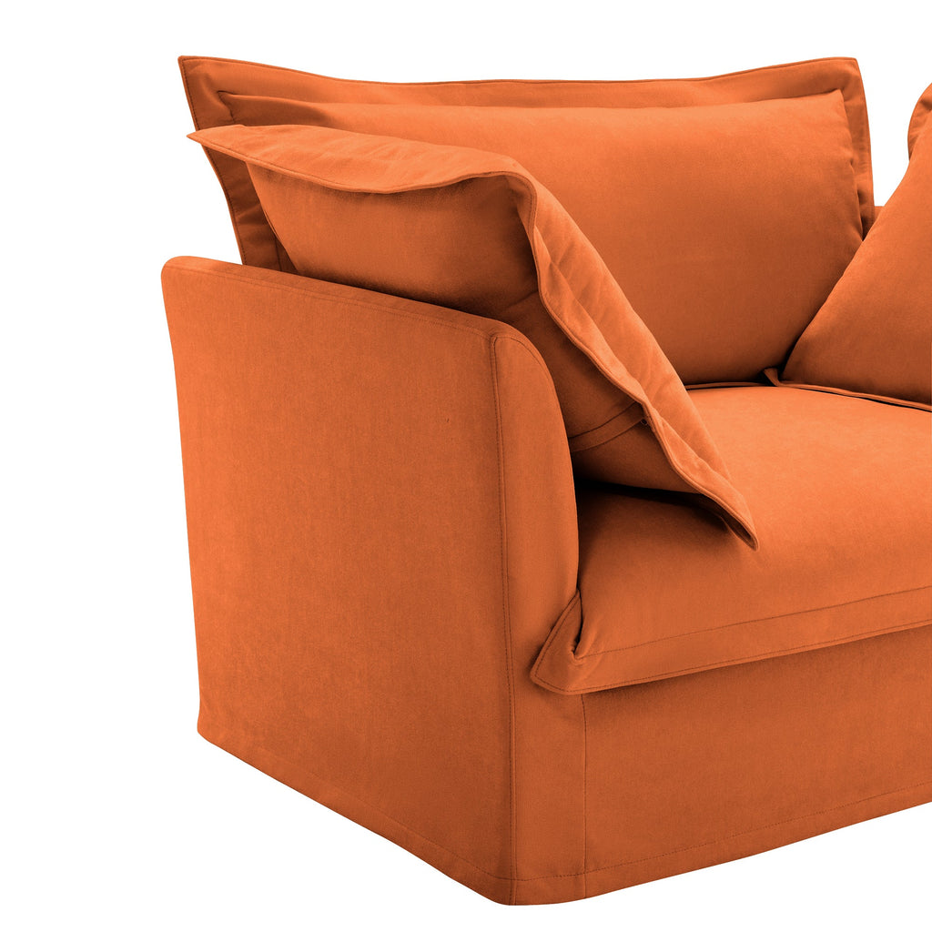Set of 2 Slipcovered Armchairs,Deep Seat Accent Chair Set for Living Room, Reading Room, Bedroom and Working Spaces,Armchair Sets with Large Soft Pillows,Chenille Fabric,Orange
