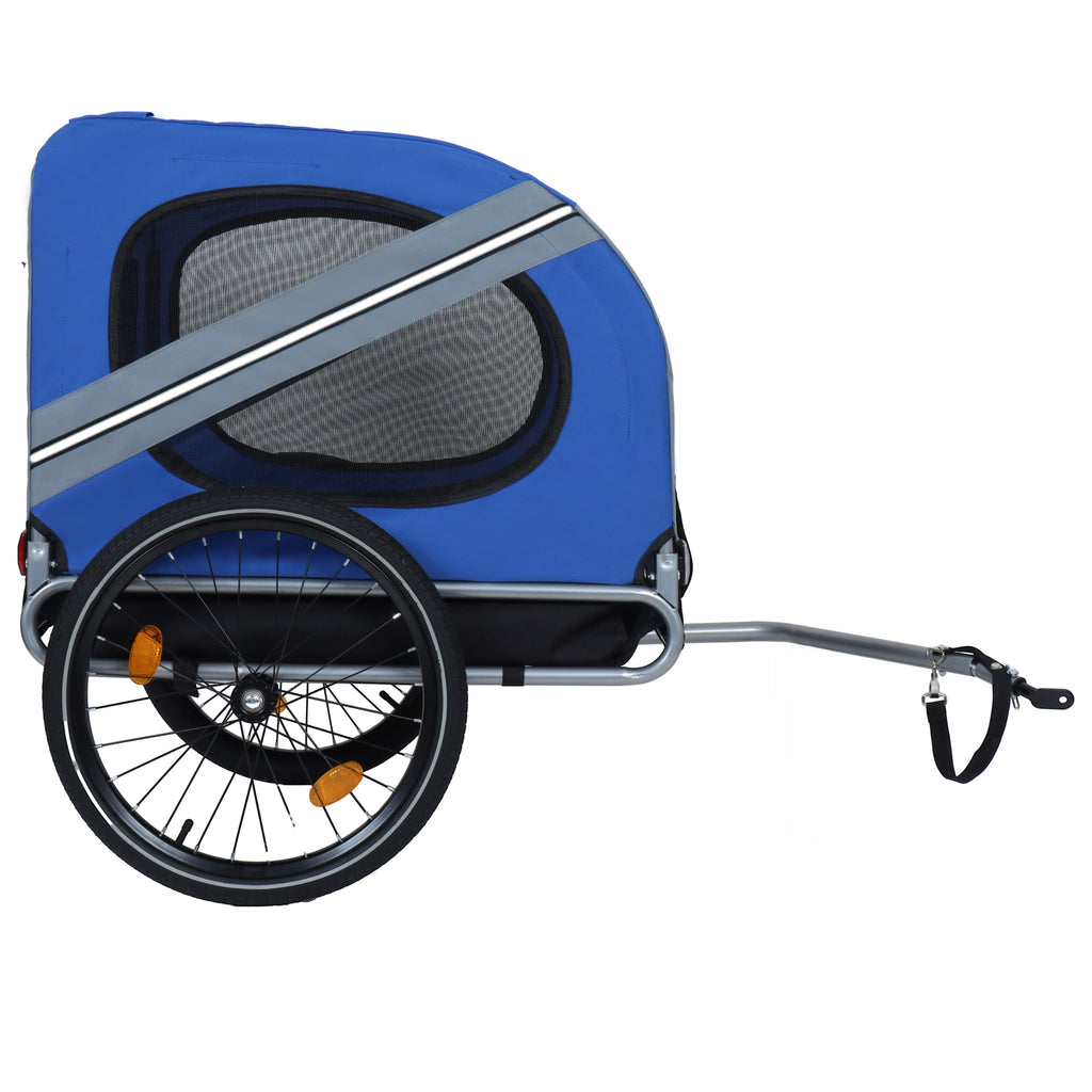 Large Folding Bike Trailer for Dogs – 66LB Capacity All-Terrain Pet Carrier, Durable Steel Frame for Cycling, Jogging, Camping & Outdoor Adventures, Blue-Gray