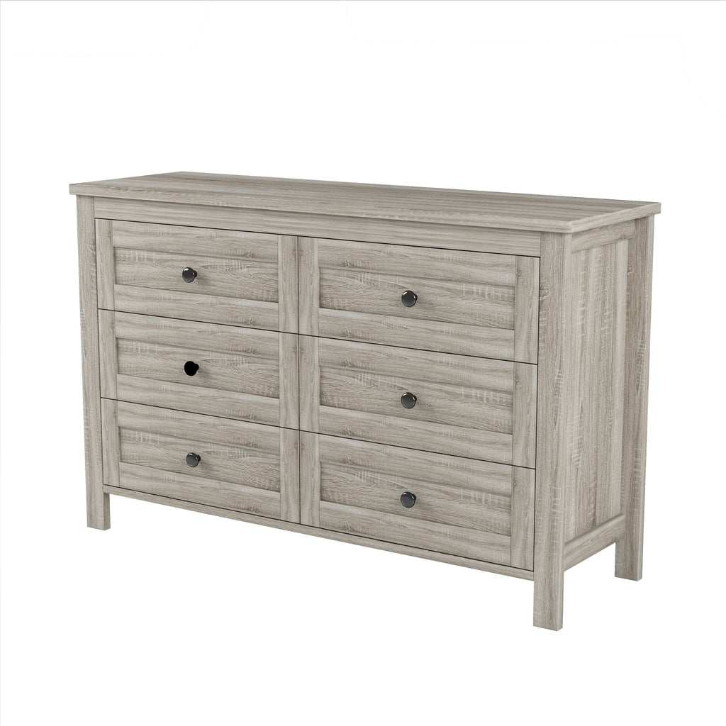 3-Pieces Bedroom Sets Queen Size Farmhouse Platform Bed with Double Sliding Door Storage Headboard and Charging Station, Storage Nightstand and Dresser, Antique Gray(Old SKU HL000092AAG)