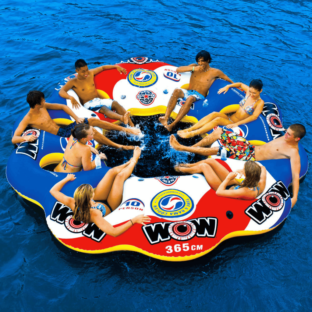 WOW Watersports 10 Person Tube A Rama w 2 Large Built-In Coolers and 8 Cup Holders