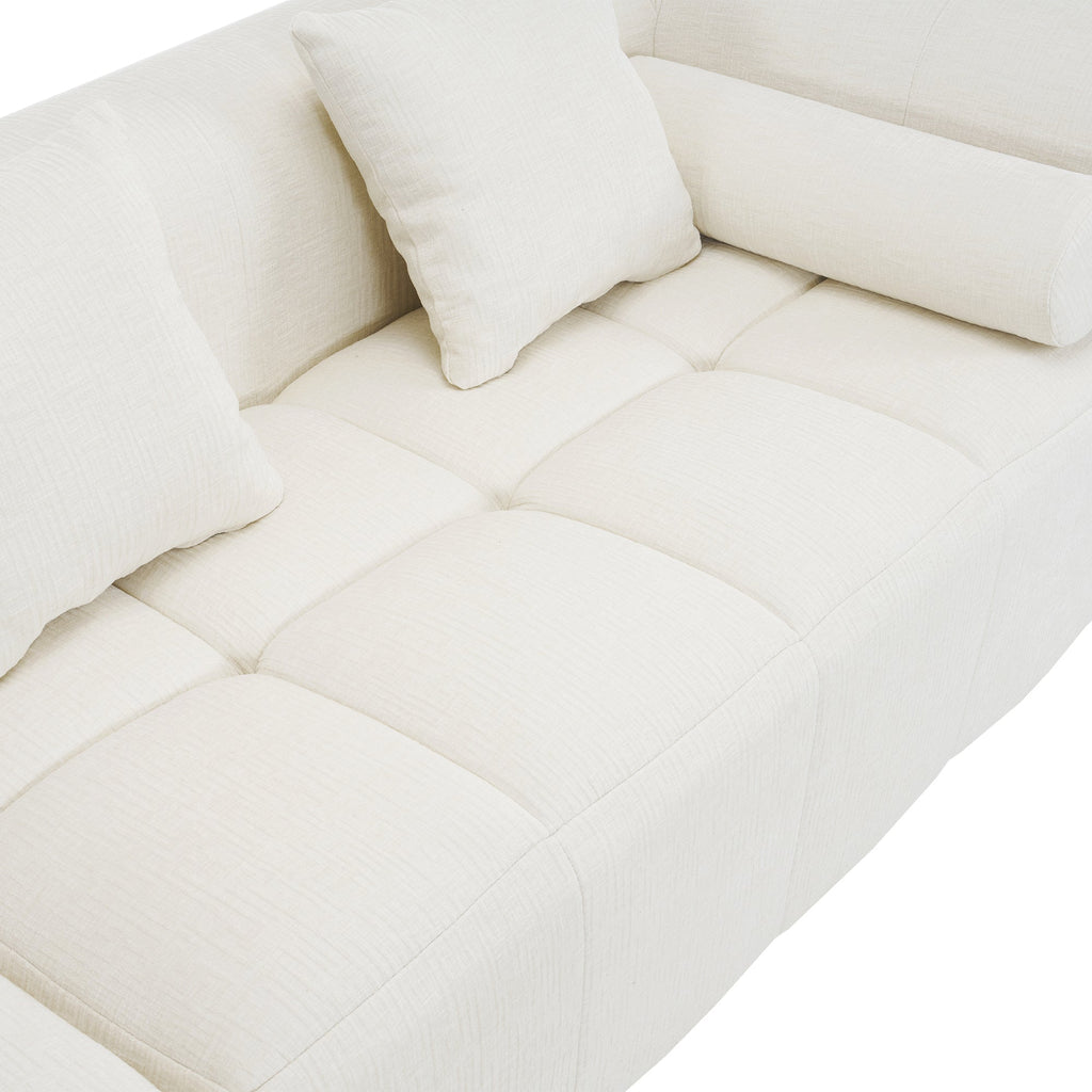 Modern Beige Modular Sectional Sofa with Deep Seating and Side Pockets, Chenille Upholstery, 101.2'