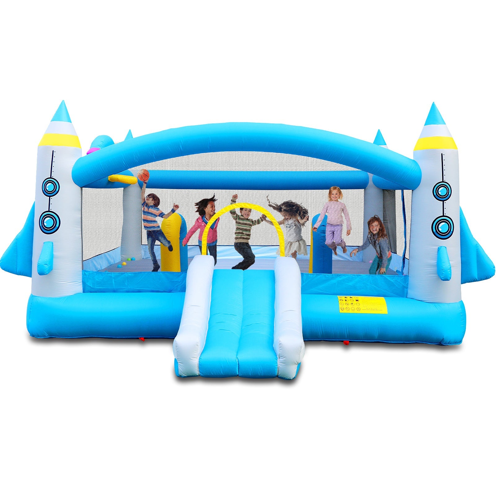 Multifunctional Jump 'n Slide Inflatable Bouncer for Kids Complete Setup with Blower - 198' x 180' Play Area - 96' Tall