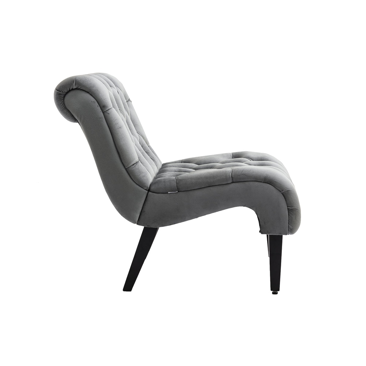COOLMORE Modern Velvet Armless Accent Living Room Chair / Leisure Chair,Upholstered Fabric Button Comfortable Chair with Wooden Legs for Bedroom, Living Room, Office (Silver Velvet)
