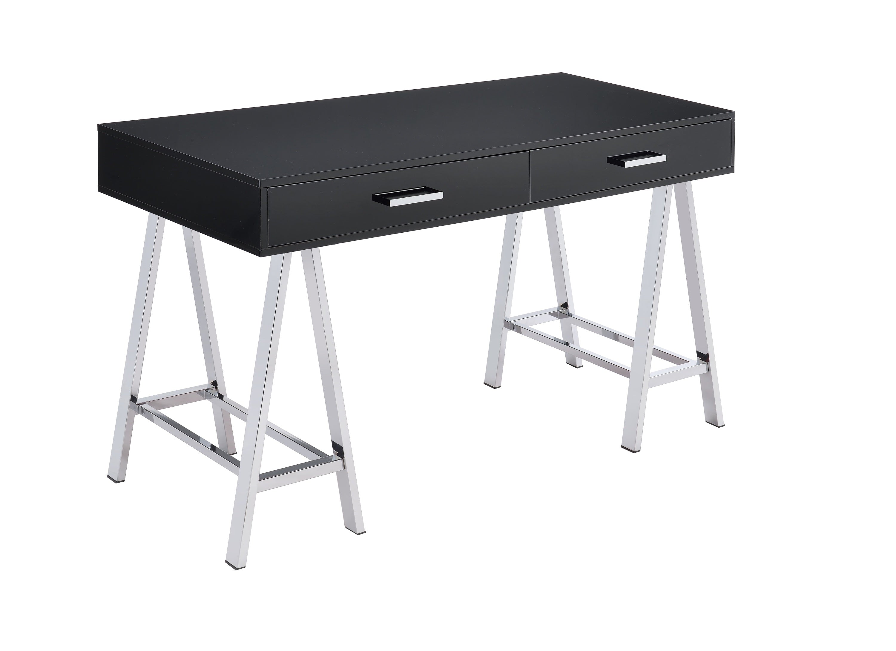 Coleen  Black High Gloss & Chrome Finish Writing Desk