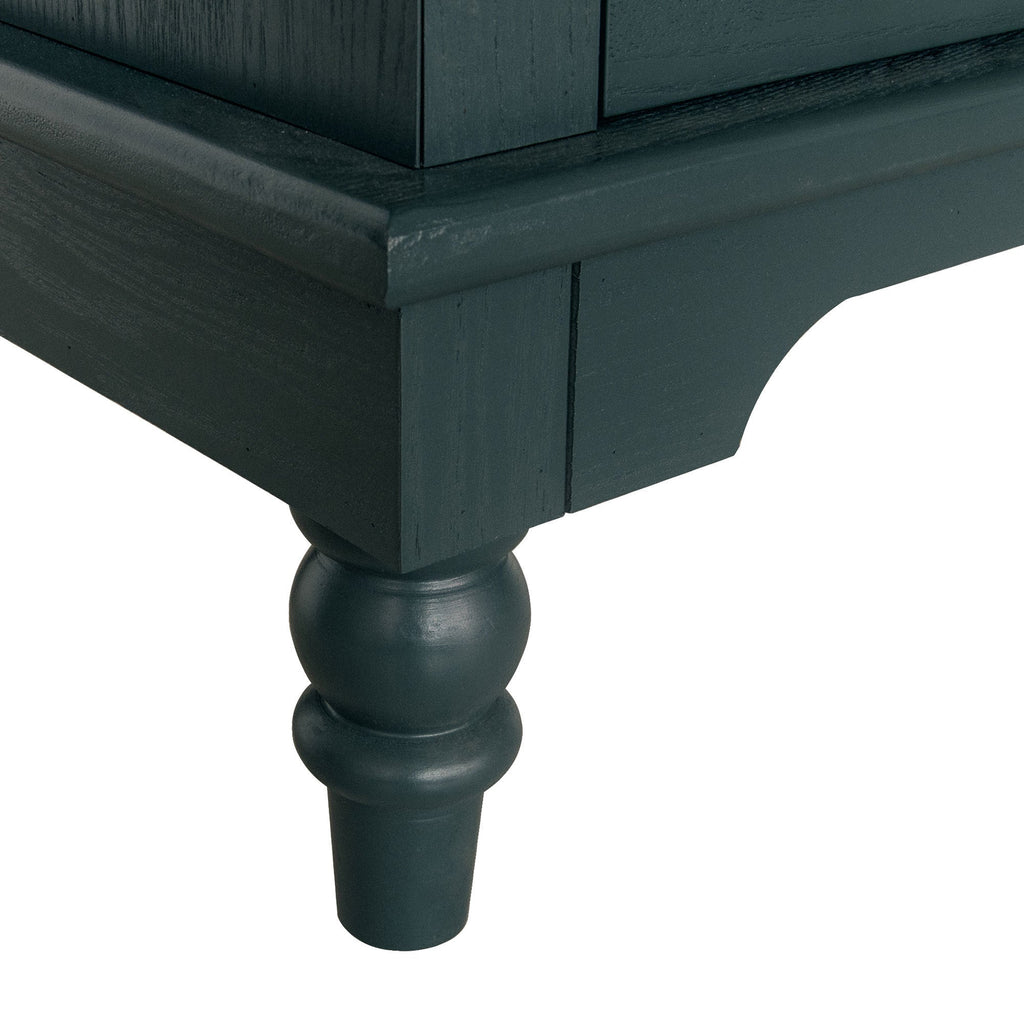 Blackish Green Hollow-Carved 3-Drawer Dresser with Metal Handles, MDF Storage Chest for Living Room or Bedroom
