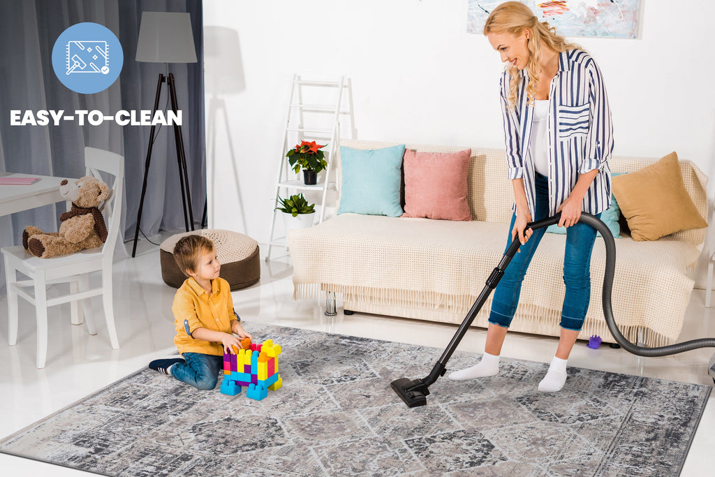 NAAR PAYAS Collection 8X10 Cream / Anthracite / Traditional Area Rug