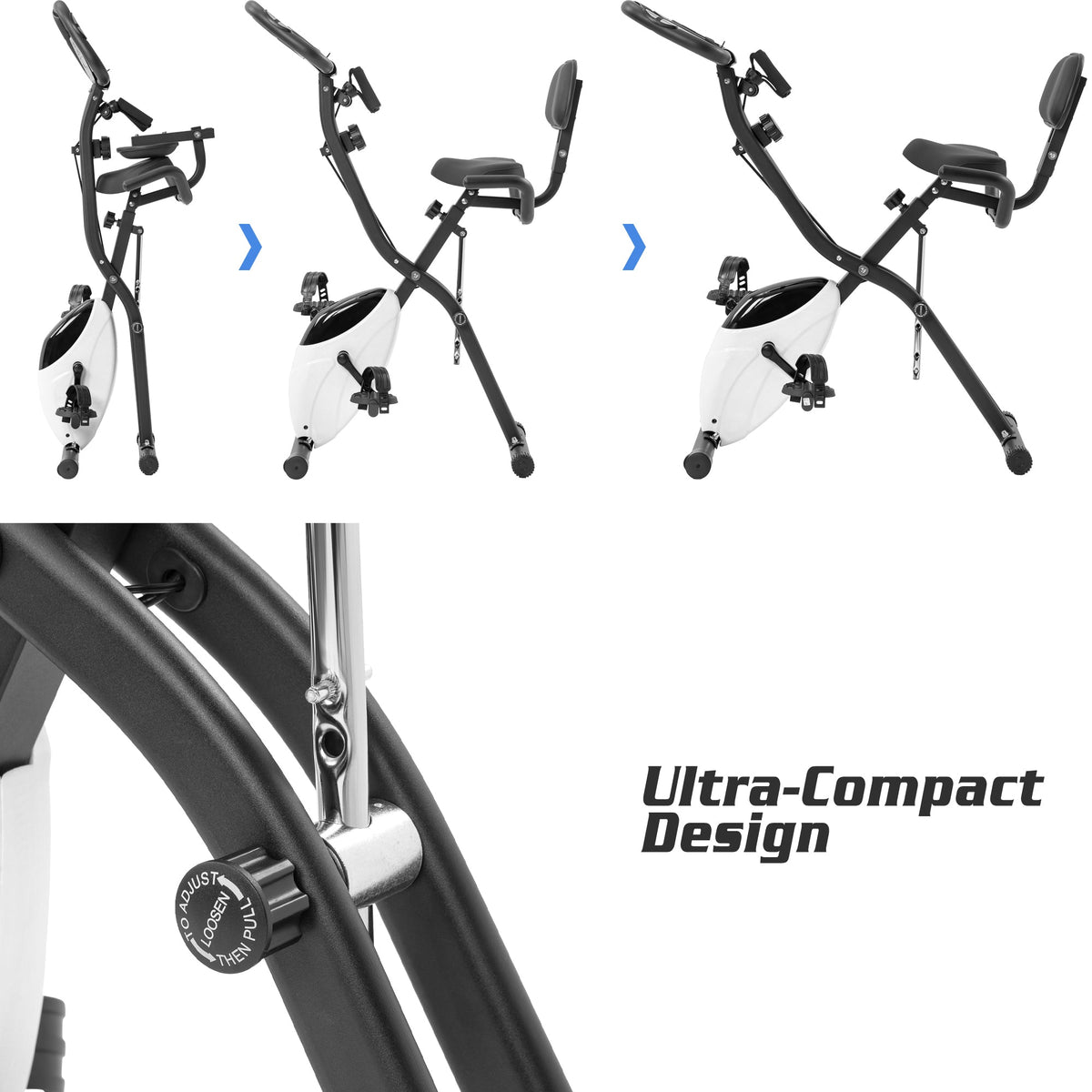 Exercise Bike,Workout Bikes for Home,Folding Stationary Bikes for Home with 16-Level Magnetic Resistance, 300LBS Capacity X-Bike Indoor Exercise Equipment with Heart Rate Sensor & LCD Monitor