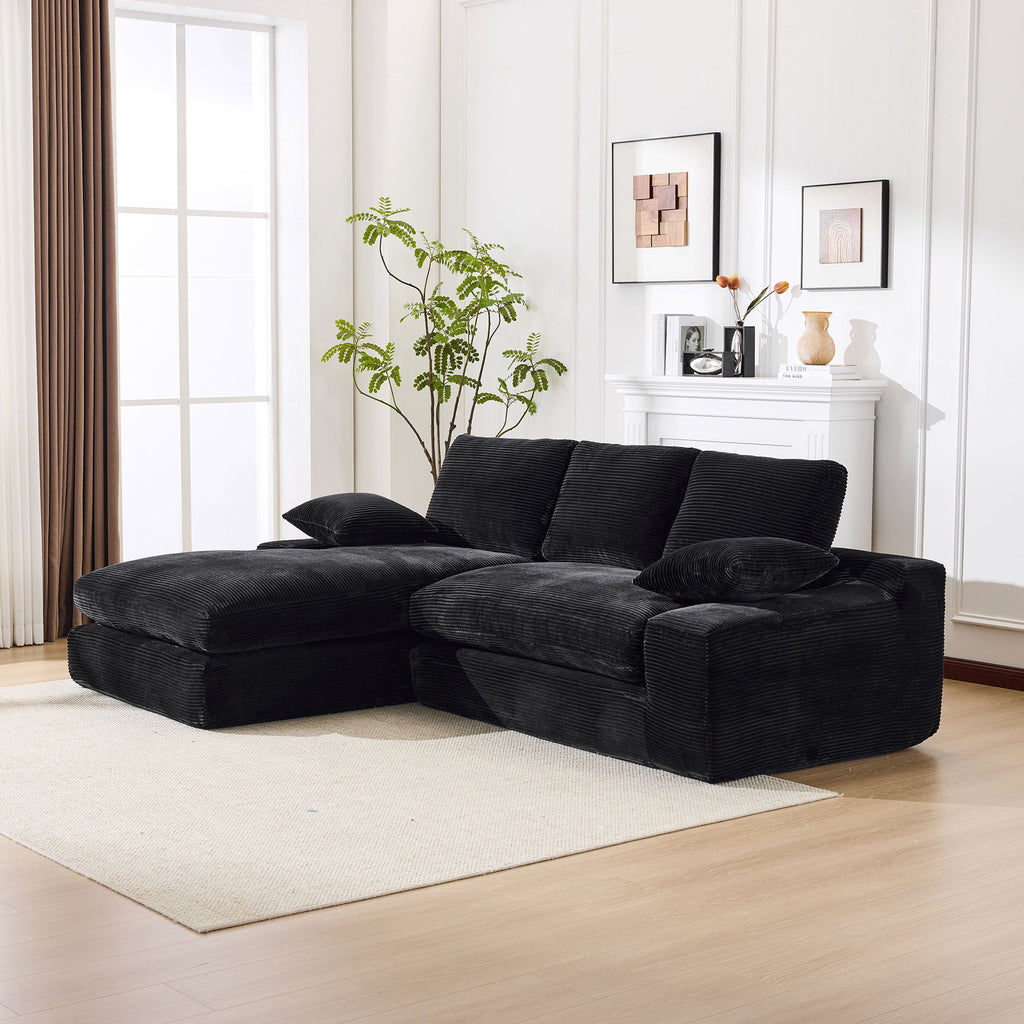 99*69' Modular Sectional Living Room Sofa Set, Modern Minimalist Style Couch, Upholstered Sleeper Sofa for Living Room, Bedroom, 2 PC Free Combination, Installation-free Sofa, L-Shape, Black