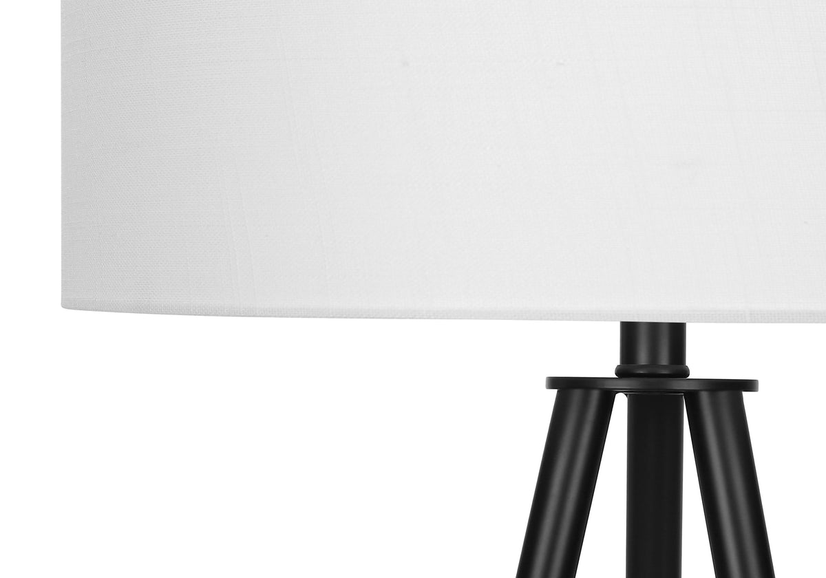 Lighting, 63'h, Floor Lamp, Black Metal, Ivory / Cream Shade, Contemporary