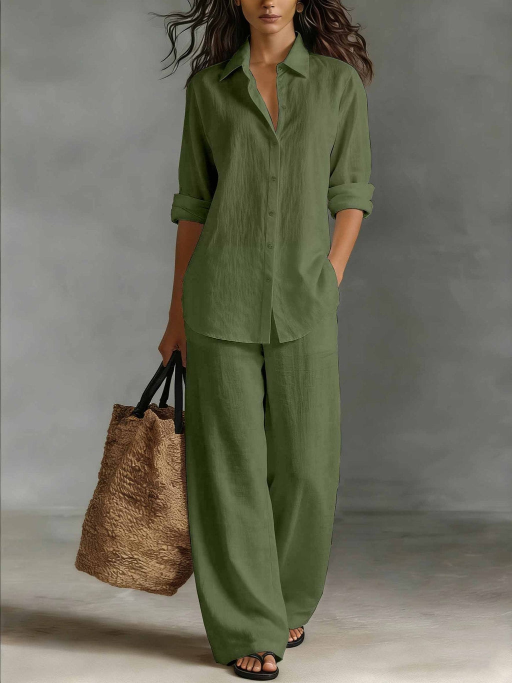 Women's Bohemian Cotton-Linen Top & Pants Set – Resort Lounge Co-ord